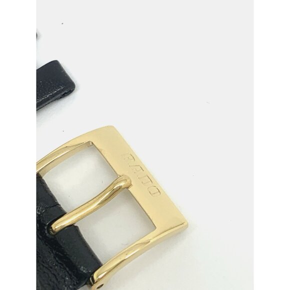 Rado Watch Replacement Band Black Leather Strap 16mm Notched Lug Gold Buckle - Picture 8 of 9